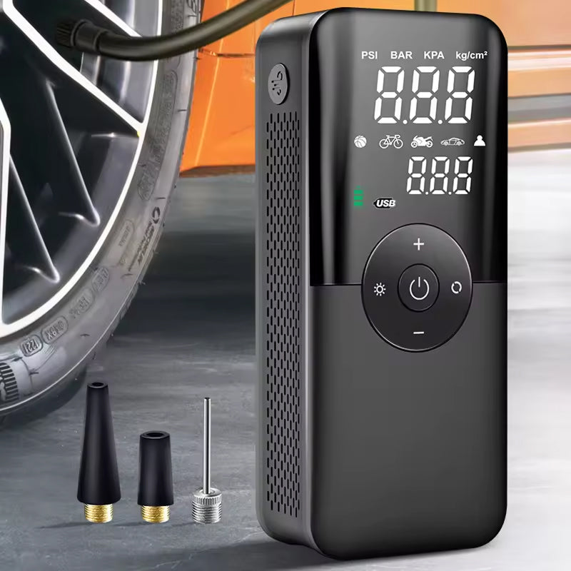 DassoAir Cordless Tyre Inflator inflating a car tyre