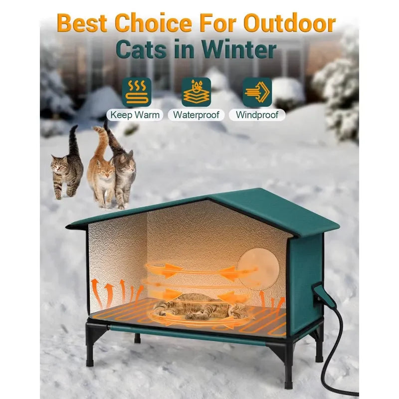 HeasCamis Heated Cat House insulated weatherproof design
