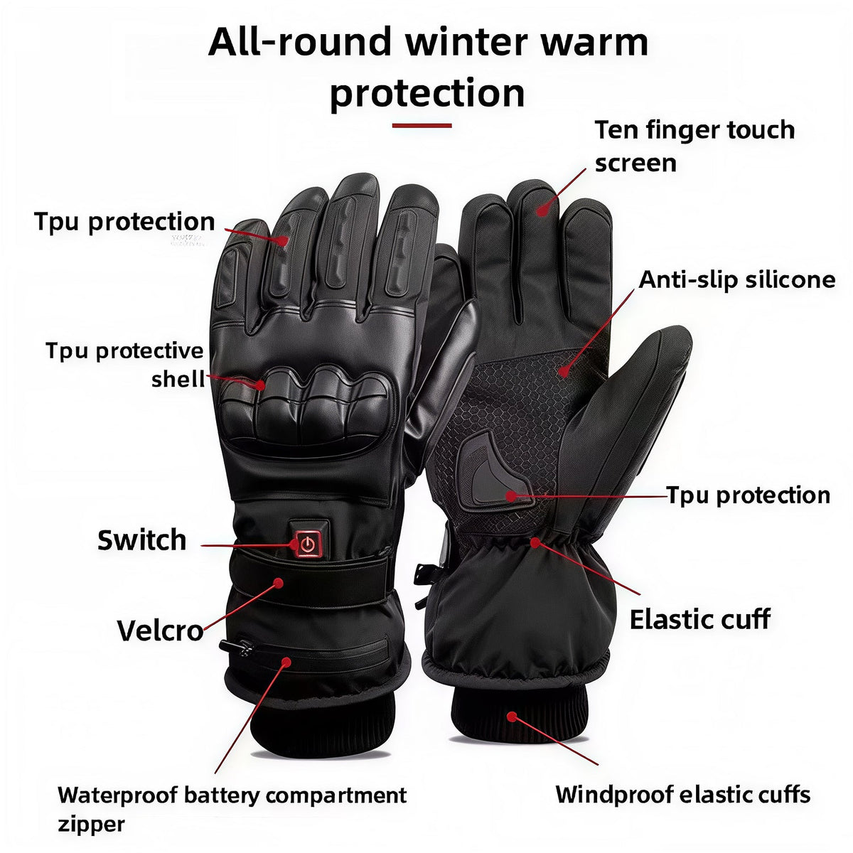 HeateRider Heated Gloves adjustable wrist strap and cuff
