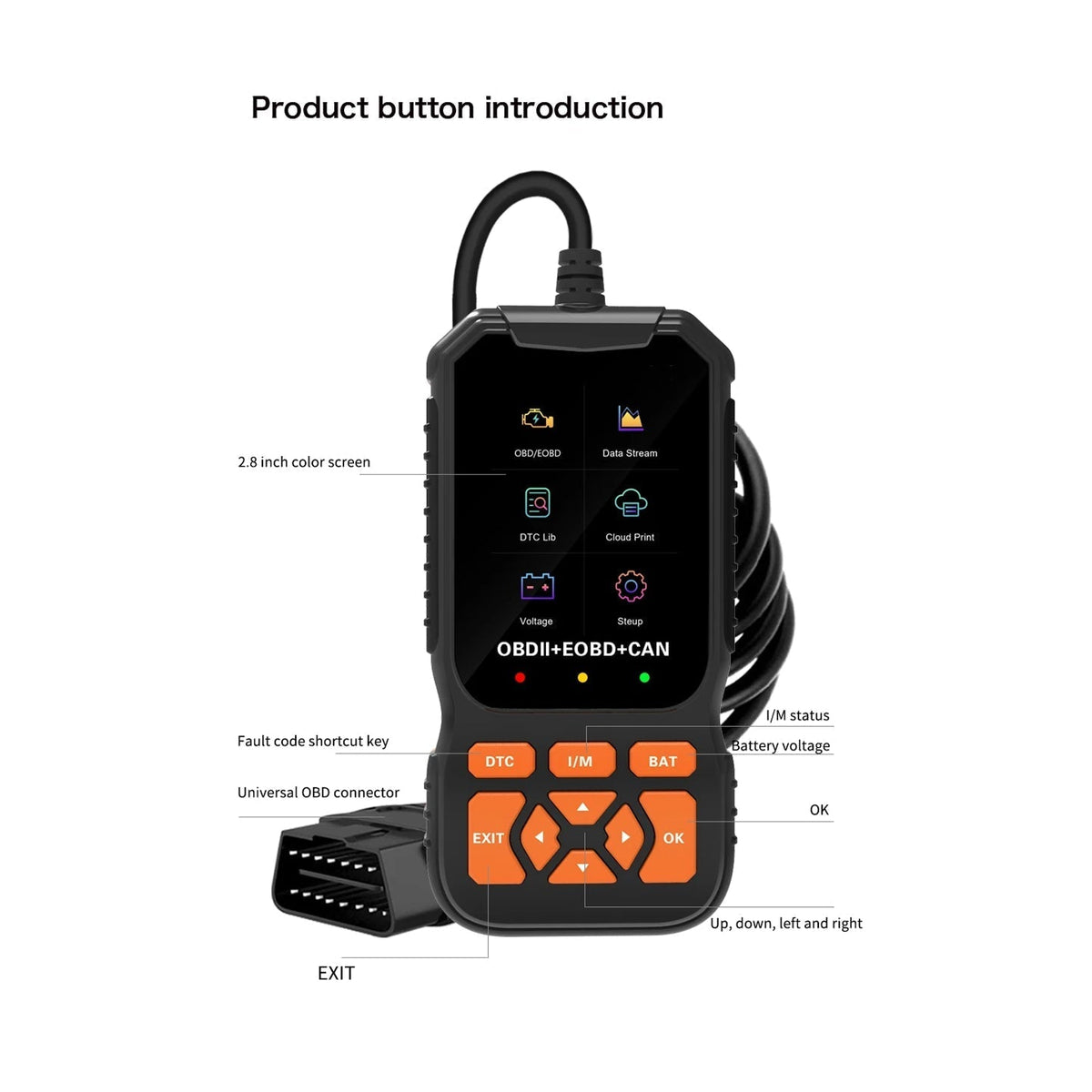 ScanBexi OBD2 Scanner alternate angle