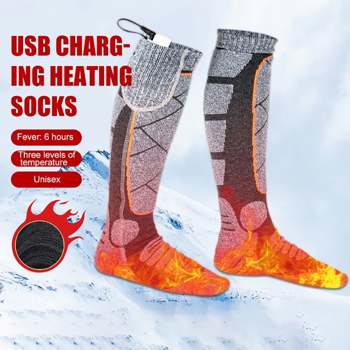 SkiHeati Heated Ski Socks calf battery pocket