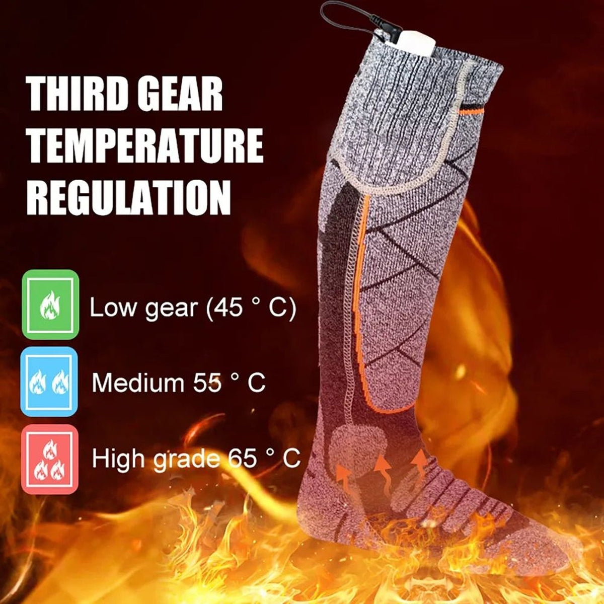 SkiHeati Heated Ski Socks in grey