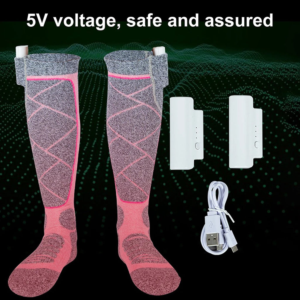 SkiHeati Heated Ski Socks with winter boots