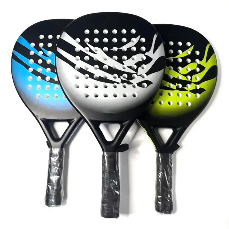Three Tennisixo Padel Racket with different color designs on a white background