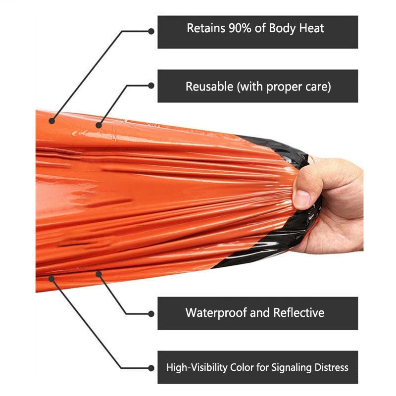WrapNaxie Emergency Sleeping Bag windproof and waterproof barrier